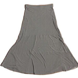 Chicos 1 Large Striped Black and White Women's Maxi Skirt Soft Stretchy Flare